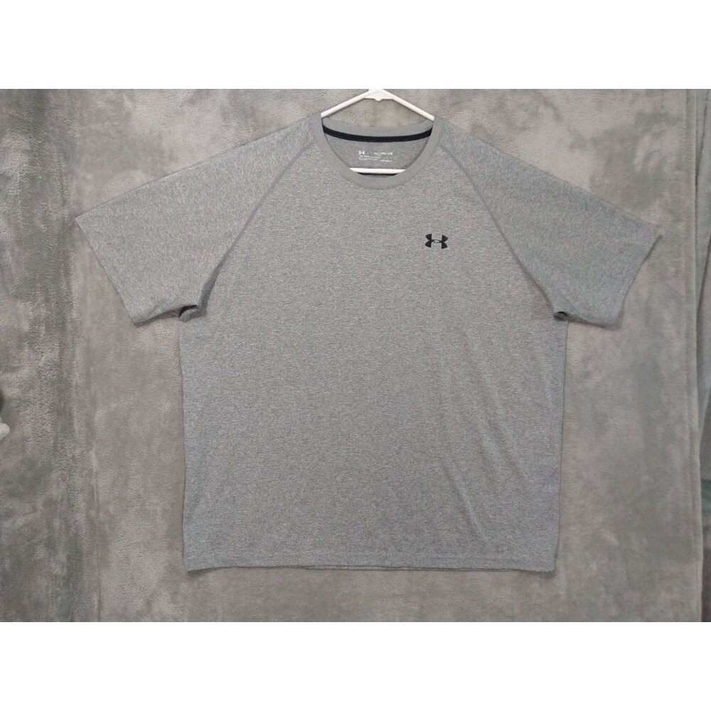 Under Armour Shirt Mens 2XL Gray Loose HeatGear Short Sleeve Crew Neck
